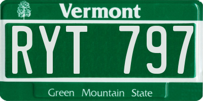 VT license plate RYT797