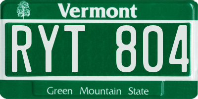 VT license plate RYT804
