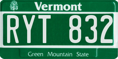 VT license plate RYT832
