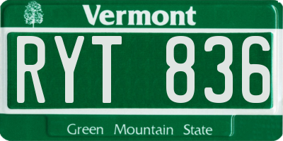 VT license plate RYT836