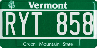 VT license plate RYT858