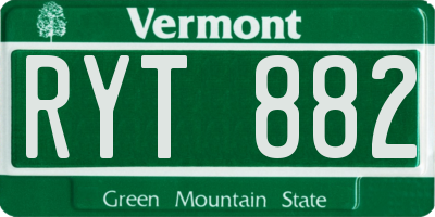 VT license plate RYT882