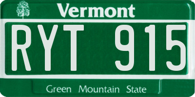 VT license plate RYT915