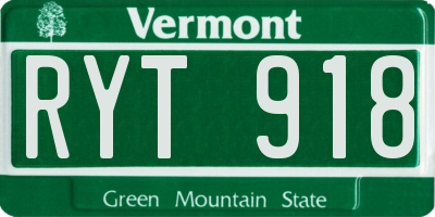 VT license plate RYT918