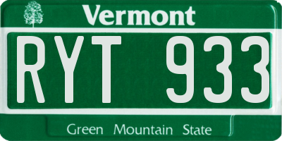 VT license plate RYT933