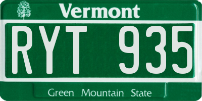 VT license plate RYT935