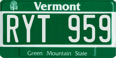 VT license plate RYT959