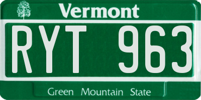 VT license plate RYT963