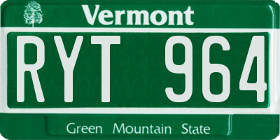 VT license plate RYT964