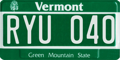 VT license plate RYU040