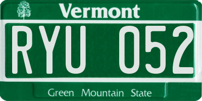 VT license plate RYU052