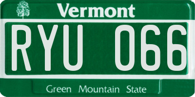 VT license plate RYU066