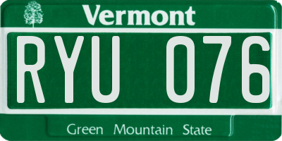 VT license plate RYU076