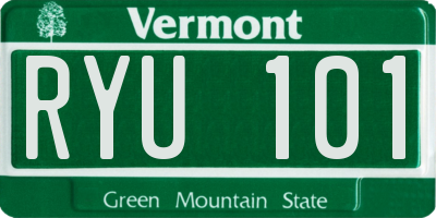 VT license plate RYU101
