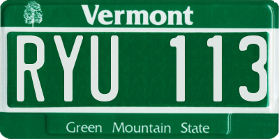 VT license plate RYU113
