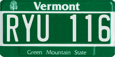 VT license plate RYU116