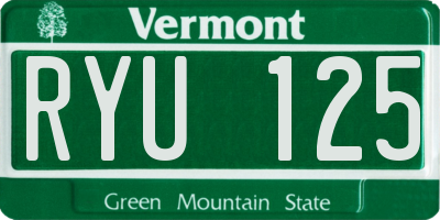 VT license plate RYU125