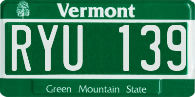 VT license plate RYU139