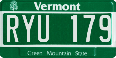VT license plate RYU179