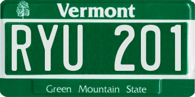 VT license plate RYU201