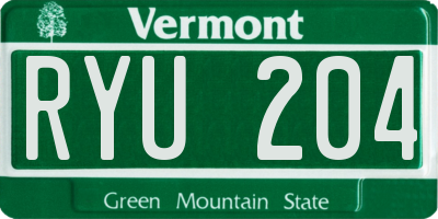 VT license plate RYU204