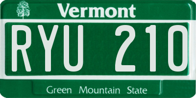 VT license plate RYU210