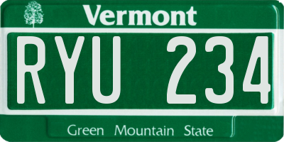 VT license plate RYU234