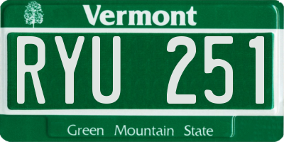 VT license plate RYU251