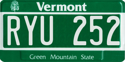 VT license plate RYU252