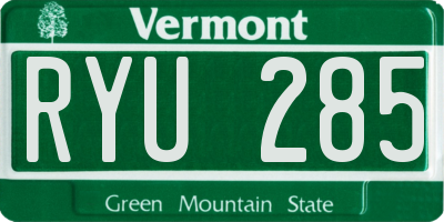 VT license plate RYU285
