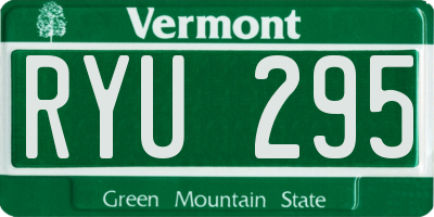 VT license plate RYU295