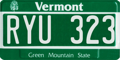 VT license plate RYU323