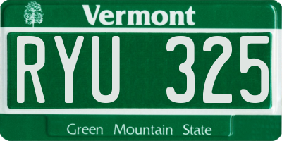 VT license plate RYU325