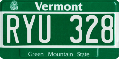 VT license plate RYU328