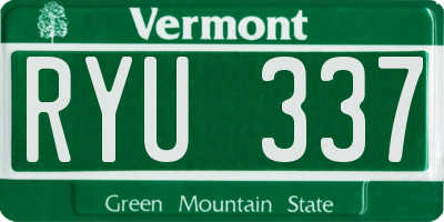 VT license plate RYU337