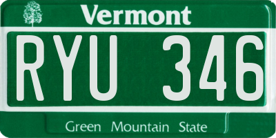 VT license plate RYU346