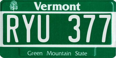 VT license plate RYU377