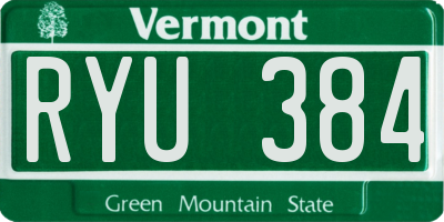 VT license plate RYU384