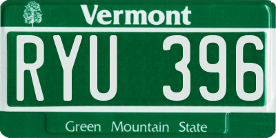 VT license plate RYU396