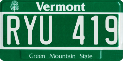 VT license plate RYU419