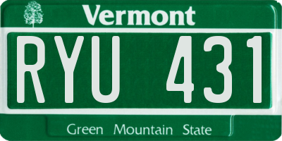 VT license plate RYU431