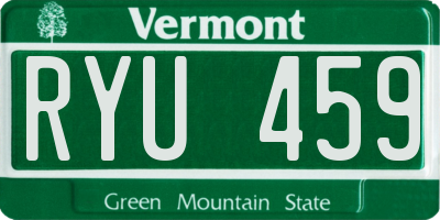 VT license plate RYU459
