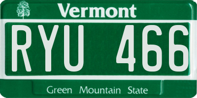 VT license plate RYU466