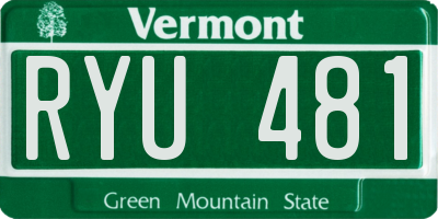 VT license plate RYU481