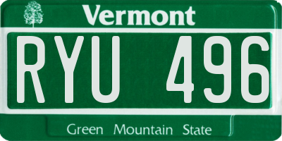 VT license plate RYU496