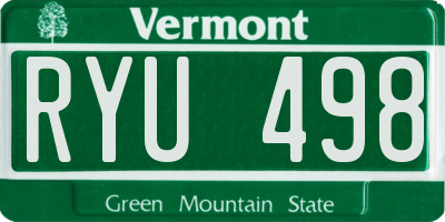 VT license plate RYU498