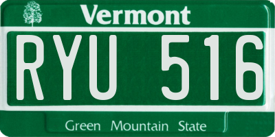 VT license plate RYU516