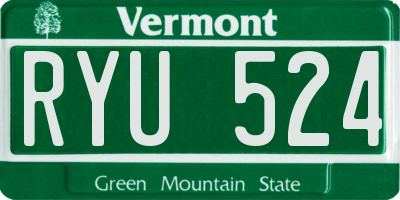 VT license plate RYU524