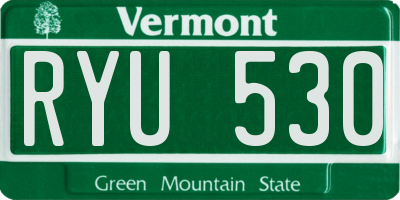 VT license plate RYU530