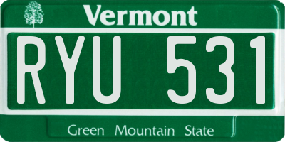 VT license plate RYU531